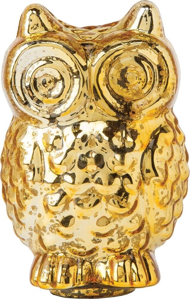 Gold Medium Mercury Glass Tabletop Owl Figurine - PaperLanternStore.com - Paper Lanterns, Decor, Party Lights &amp; More
