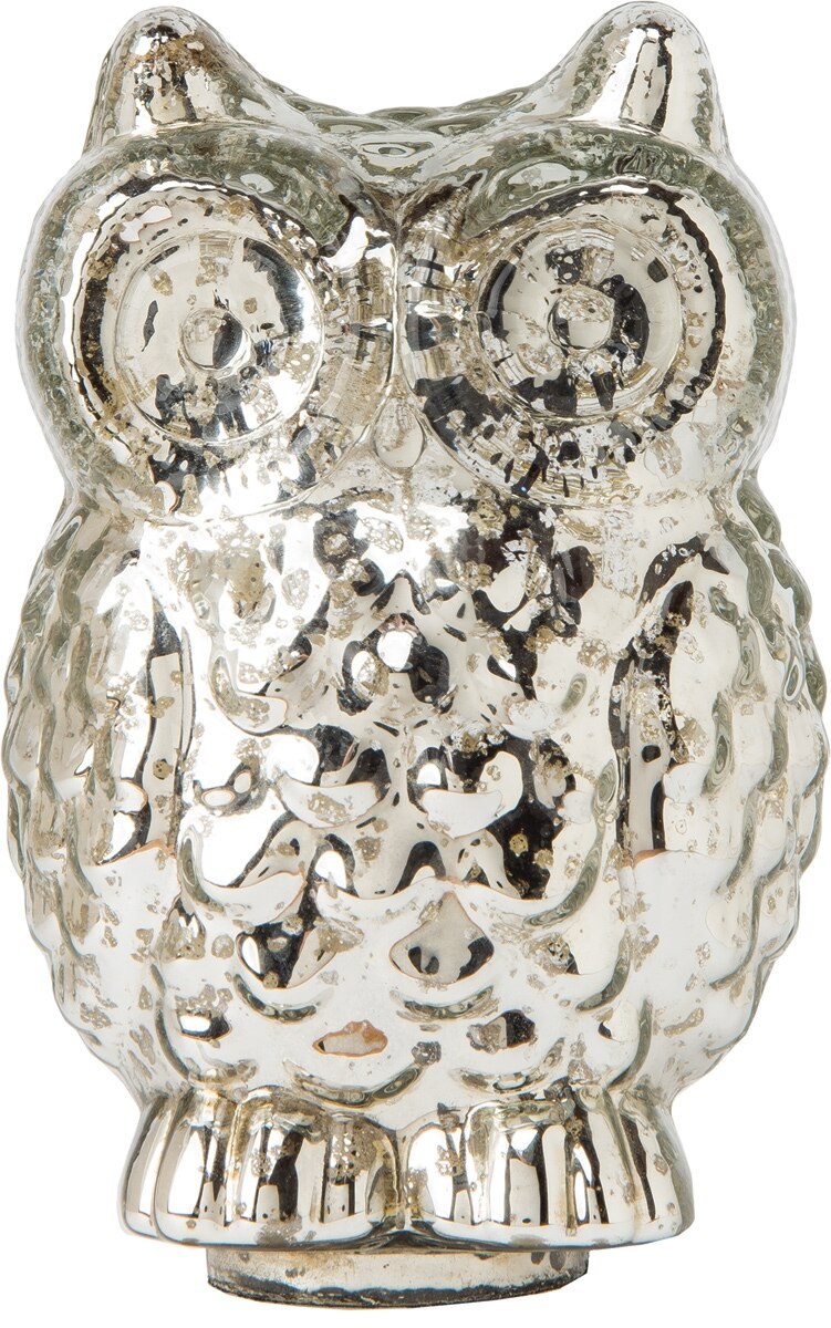 Silver Medium Mercury Glass Tabletop Owl Figurine - PaperLanternStore.com - Paper Lanterns, Decor, Party Lights &amp; More