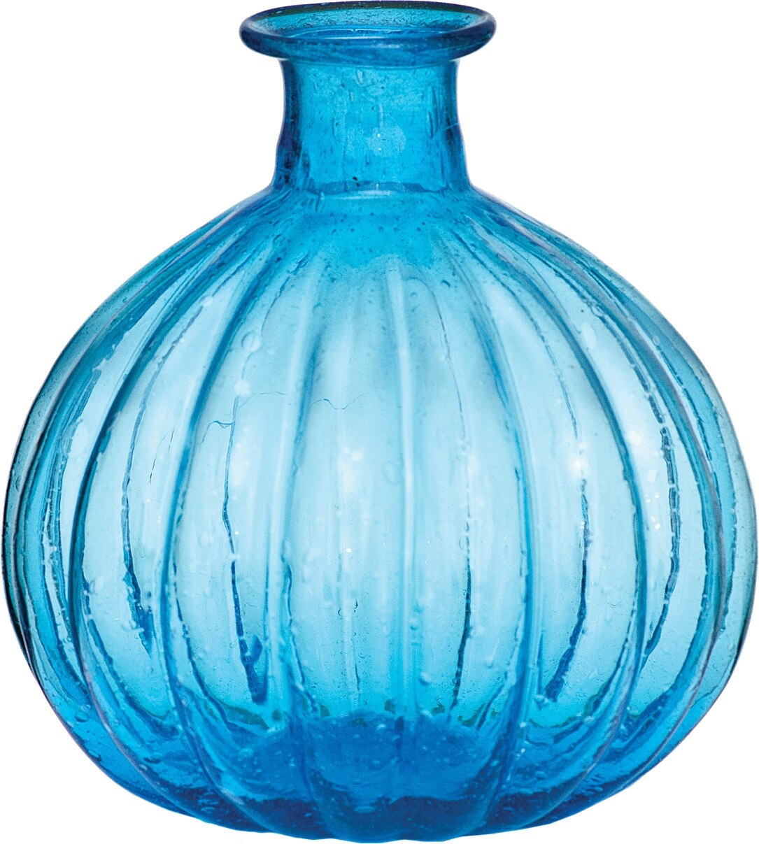Turquoise Blue Oceana Recycled Glass Pumpkin Vase - PaperLanternStore.com - Paper Lanterns, Decor, Party Lights &amp; More