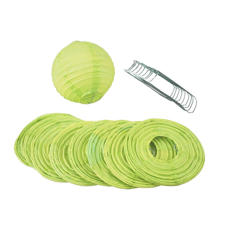 4" Light Lime Green Round Paper Lantern, Even Ribbing, Hanging Decoration (10 PACK) - PaperLanternStore.com - Paper Lanterns, Decor, Party Lights & More