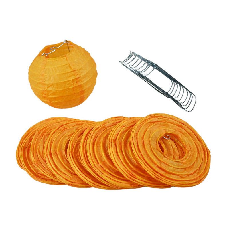 4" Orange Round Paper Lantern, Even Ribbing, Hanging Decoration (10 PACK) - PaperLanternStore.com - Paper Lanterns, Decor, Party Lights & More