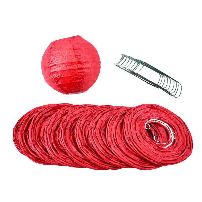 4" Red Round Paper Lantern, Even Ribbing, Hanging Decoration (10 PACK) - PaperLanternStore.com - Paper Lanterns, Decor, Party Lights & More
