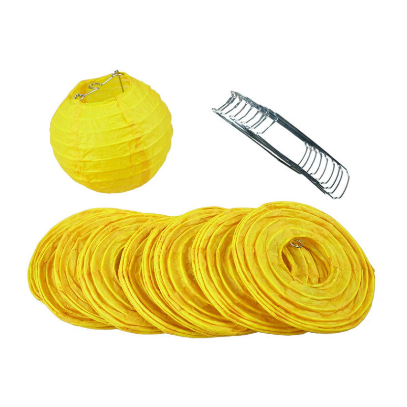 4" Yellow Round Paper Lantern, Even Ribbing, Hanging Decoration (10 PACK) - PaperLanternStore.com - Paper Lanterns, Decor, Party Lights & More