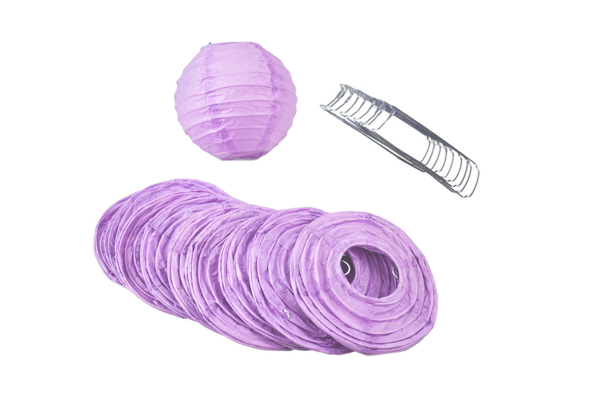 10 Socket Lavender Round Paper Lantern Party String Lights (4&quot; Lanterns, Expandable) - PaperLanternStore.com - Paper Lanterns, Decor, Party Lights &amp; More