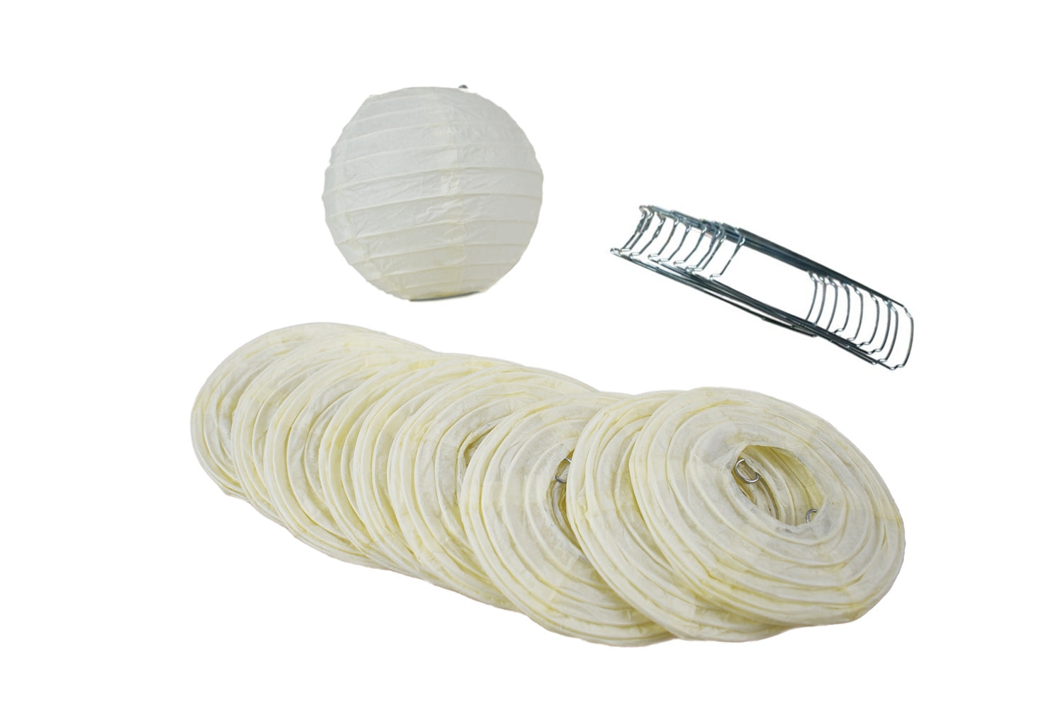 4" Beige / Ivory Round Paper Lantern, Even Ribbing, Hanging Decoration (10 PACK) - PaperLanternStore.com - Paper Lanterns, Decor, Party Lights & More