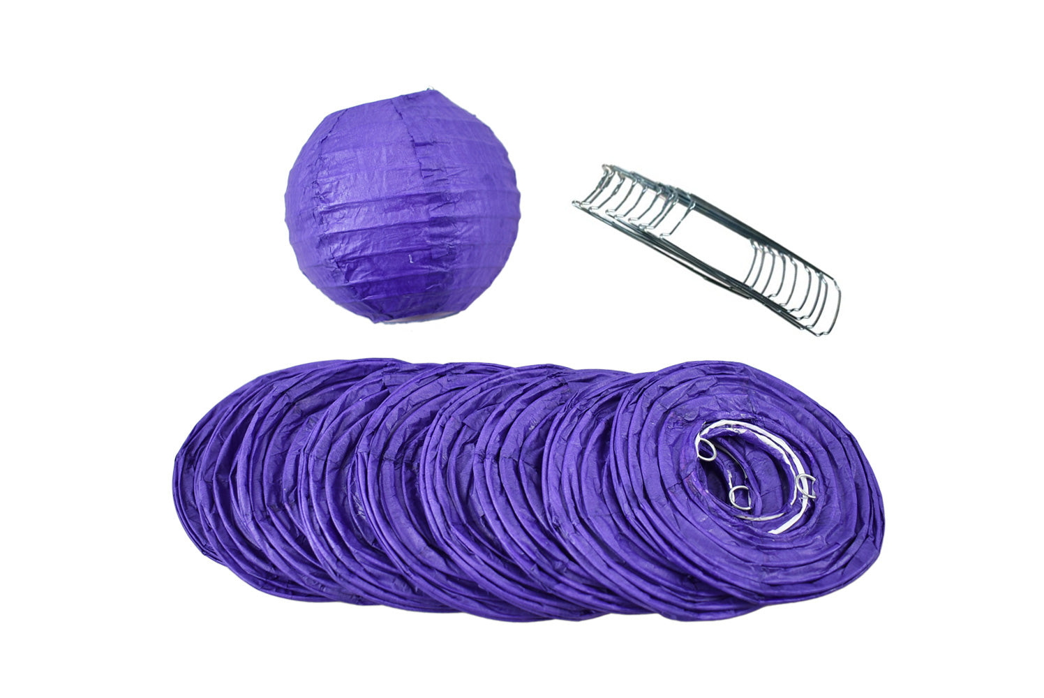 4" Royal Purple Round Paper Lantern, Even Ribbing, Hanging Decoration (10 PACK) - PaperLanternStore.com - Paper Lanterns, Decor, Party Lights & More