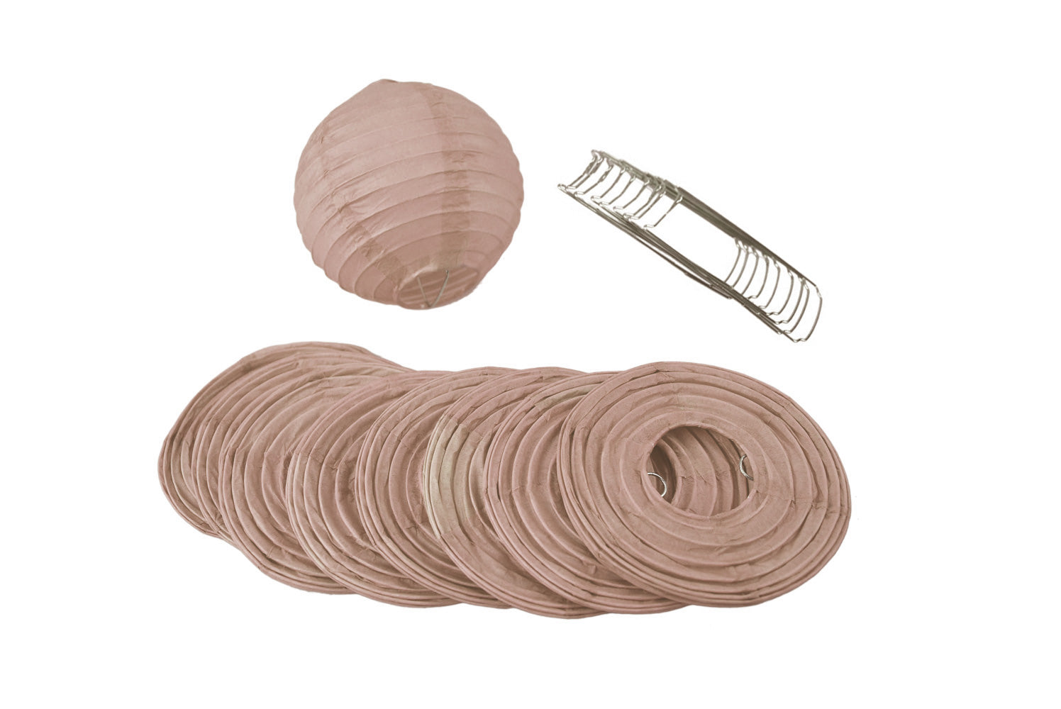4" Dusty Sand Rose Round Paper Lantern, Even Ribbing, Hanging Decoration (10 PACK) - PaperLanternStore.com - Paper Lanterns, Decor, Party Lights & More