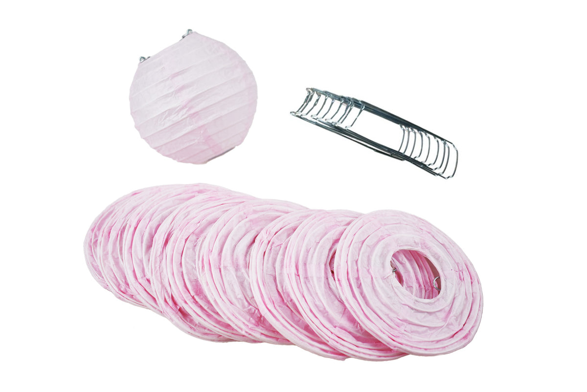 4&quot; Pink Round Paper Lantern, Even Ribbing, Hanging Decoration (10 PACK) - PaperLanternStore.com - Paper Lanterns, Decor, Party Lights &amp; More