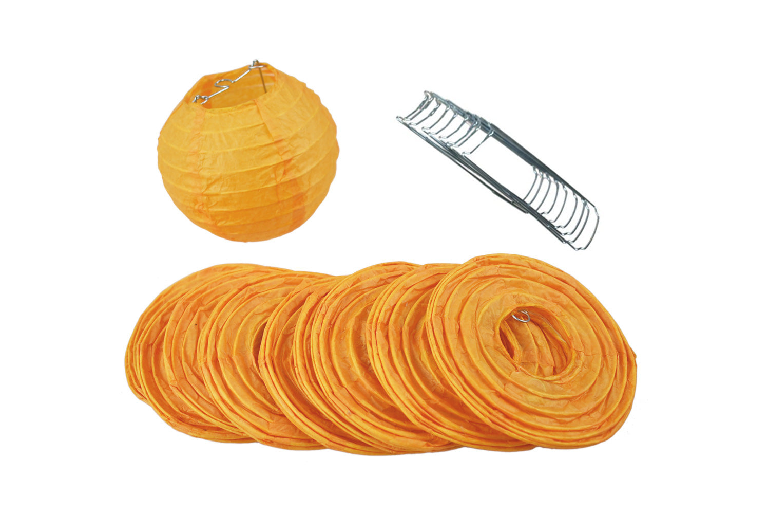 4" Papaya Round Paper Lantern, Even Ribbing, Hanging Decoration (10 PACK) - PaperLanternStore.com - Paper Lanterns, Decor, Party Lights & More