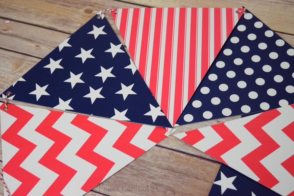 4th of July Red, White and Blue Triangle Flag Pennant Banner (11FT) - PaperLanternStore.com - Paper Lanterns, Decor, Party Lights &amp; More