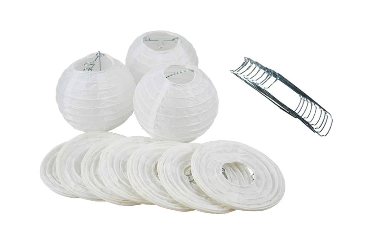 4&quot; White Round Paper Lantern, Even Ribbing, Hanging Decoration (10 PACK) - PaperLanternStore.com - Paper Lanterns, Decor, Party Lights &amp; More