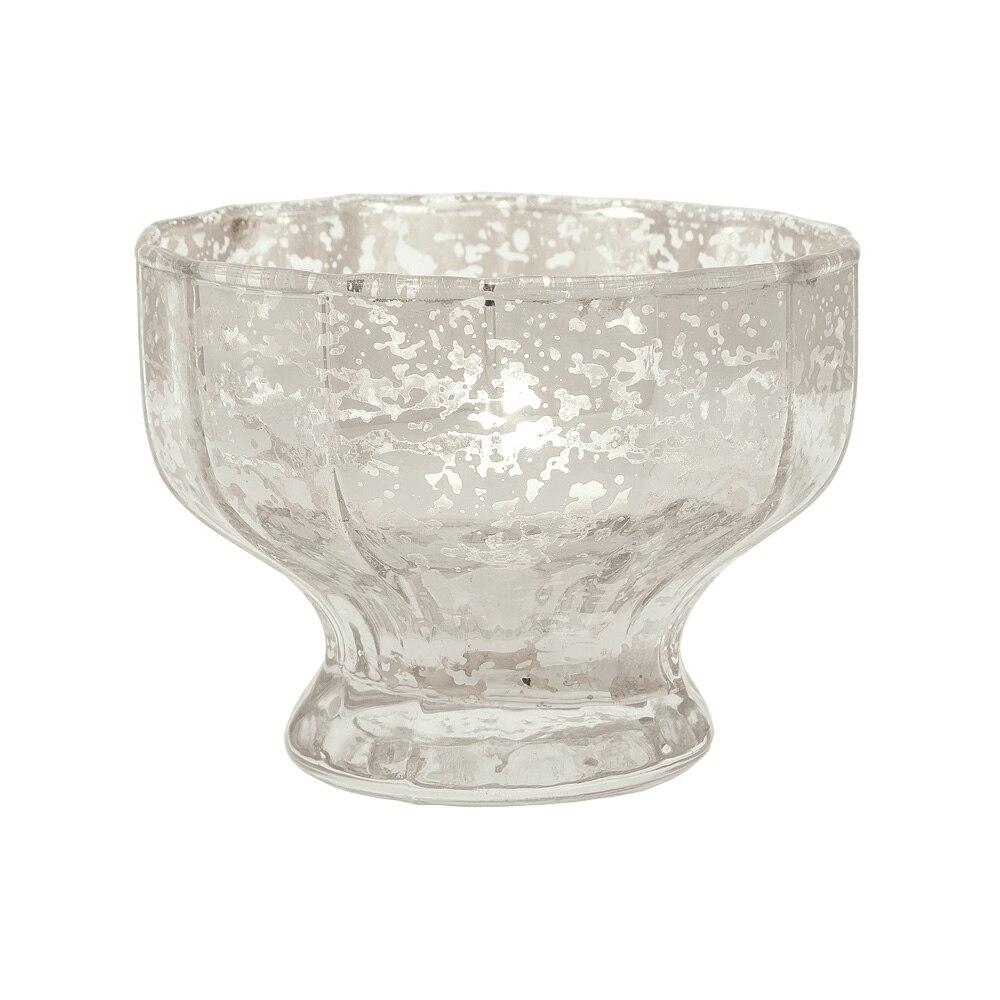 Vintage Mercury Glass Candle Holder (2.75-Inch, Maude Design, Silver) - Decorative Candle Holder - For Home Décor, Wedding Centerpiece - PaperLanternStore.com - Paper Lanterns, Decor, Party Lights & More