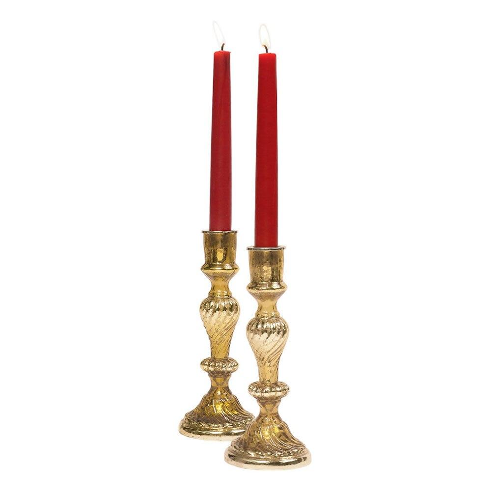 Gold Grace Mercury Glass Swirled Candlestick, Set of 2 - PaperLanternStore.com - Paper Lanterns, Decor, Party Lights &amp; More