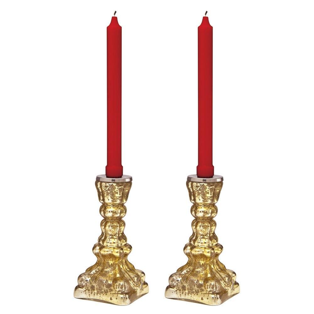Gold Estelle Mercury Glass Candlestick, Set of 2 - PaperLanternStore.com - Paper Lanterns, Decor, Party Lights &amp; More