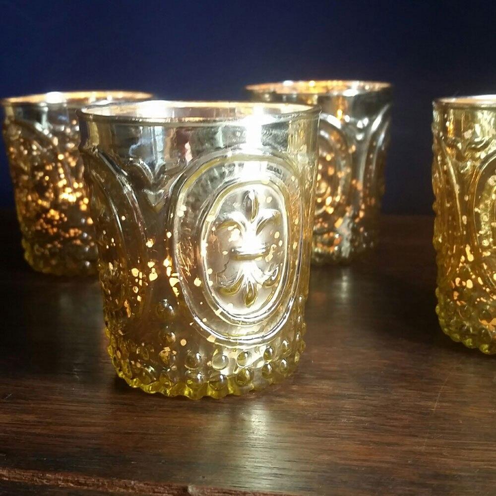 Silver Ivy Mercury Glass Fleur de Lis Candle Holder, Set of 4 - PaperLanternStore.com - Paper Lanterns, Decor, Party Lights &amp; More