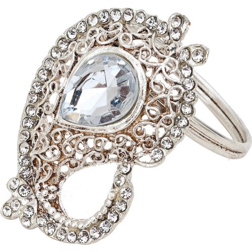 Silver Splendor Large Paisley Bejeweled Napkin Ring, Set of 4 - PaperLanternStore.com - Paper Lanterns, Decor, Party Lights &amp; More