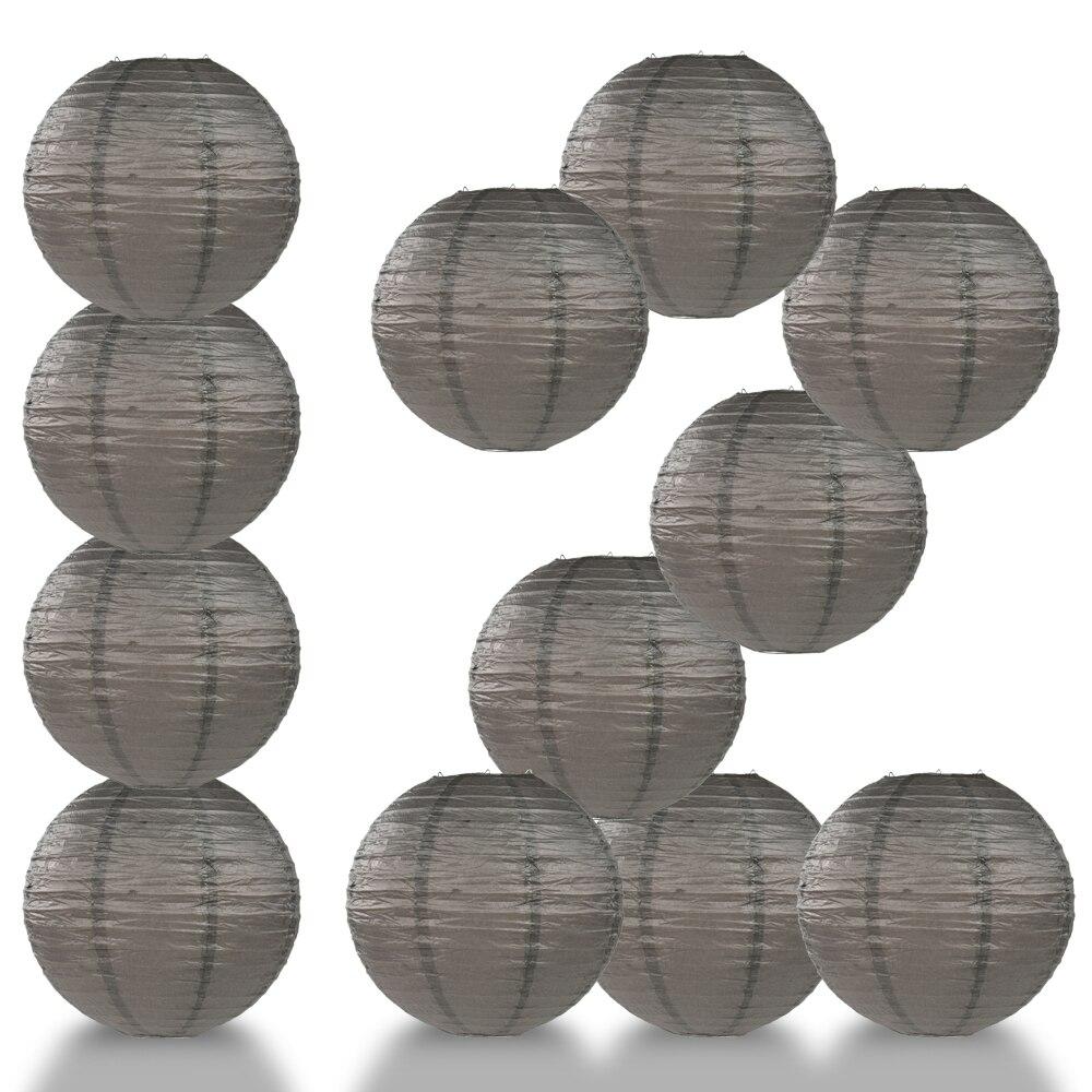 BULK PACK (12) 42&quot; Driftwood Grey Round Paper Lantern, Even Ribbing, Hanging Decoration - PaperLanternStore.com - Paper Lanterns, Decor, Party Lights &amp; More