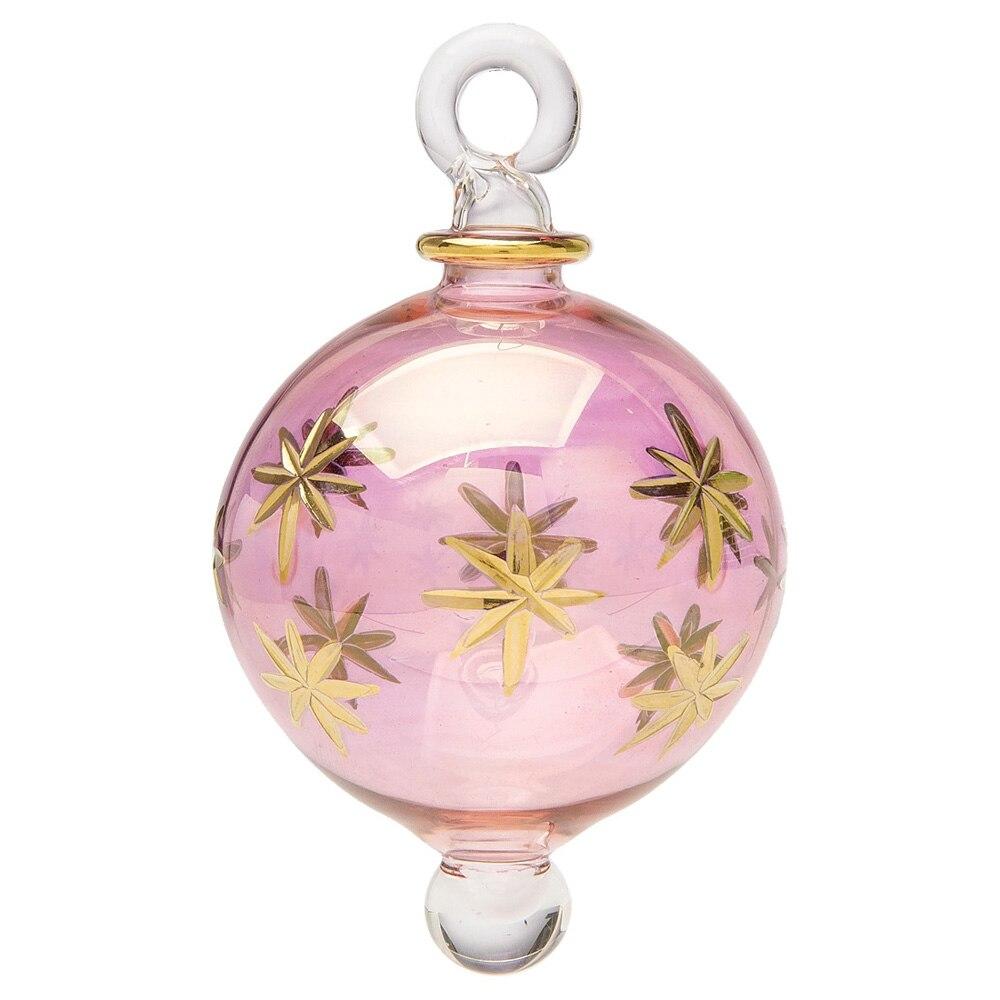 Watermelon Egyptian Hand Blown Glass Ball Ornament with Etched Star Design - PaperLanternStore.com - Paper Lanterns, Decor, Party Lights &amp; More
