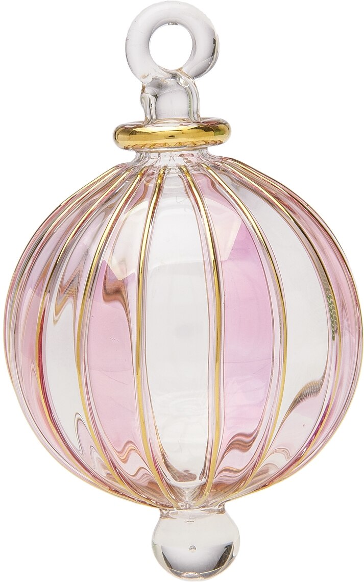 Watermelon Egyptian Hand Blown Glass Ball Ornament with Striped Design - PaperLanternStore.com - Paper Lanterns, Decor, Party Lights &amp; More