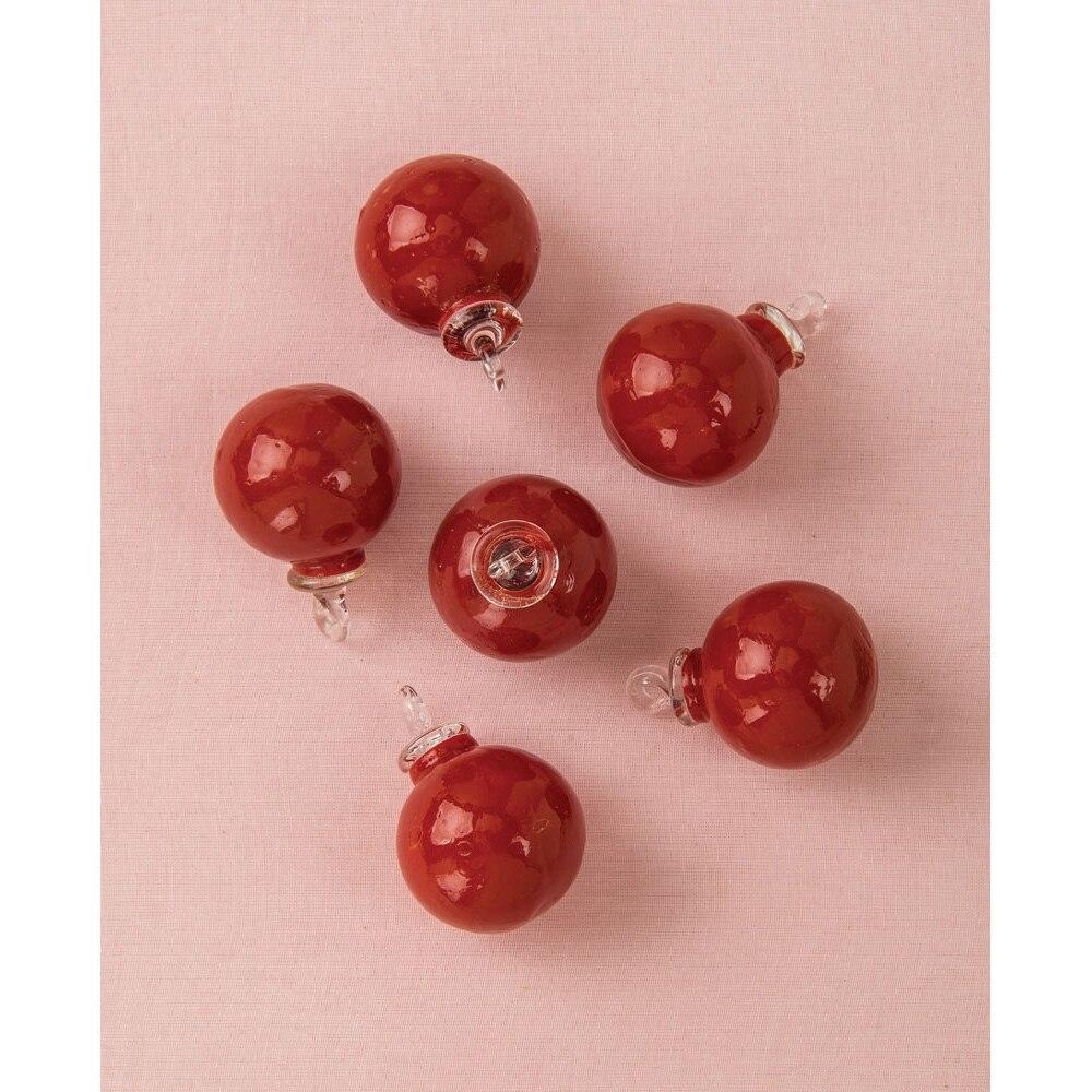 Chipotle Red Cassandra Mini Recycled Glass Ball Ornament, Set of 6 - PaperLanternStore.com - Paper Lanterns, Decor, Party Lights &amp; More