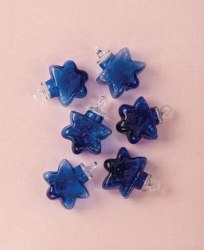 Cobalt Blue Imogen Mini Recycled Glass Star Ornament, Set of 6 - PaperLanternStore.com - Paper Lanterns, Decor, Party Lights &amp; More