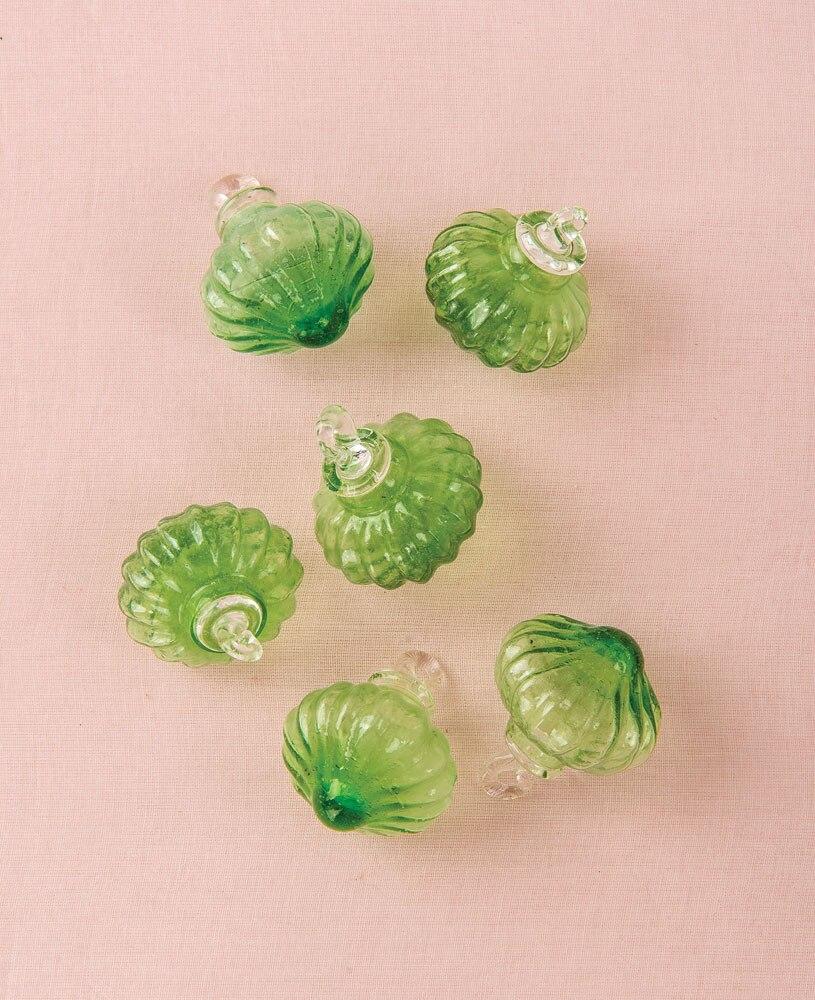 Light Green Lucy Mini Recycled Glass Bulb Ornament, Set of 6 - PaperLanternStore.com - Paper Lanterns, Decor, Party Lights &amp; More