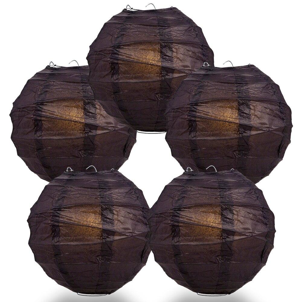 BULK PACK (5) 28&quot; Black Round Paper Lantern, Crisscross Ribbing, Chinese Hanging Wedding &amp; Party Decoration - PaperLanternStore.com - Paper Lanterns, Decor, Party Lights &amp; More