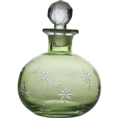Peridot Green Sofia Colored Glass Large Round Perfume Bottle - PaperLanternStore.com - Paper Lanterns, Decor, Party Lights &amp; More