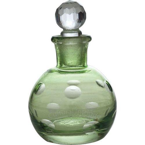 Peridot Green Ivana Colored Glass Small Round Perfume Bottle - PaperLanternStore.com - Paper Lanterns, Decor, Party Lights &amp; More