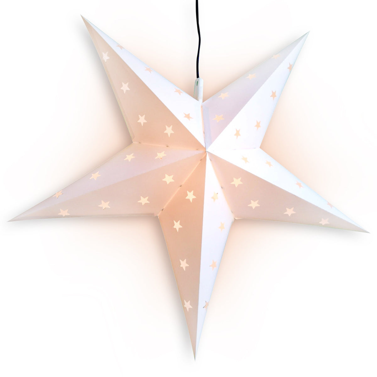 LANTERN + CORD + BULB | 30&quot; White 5-Point Weatherproof Star Lantern Lamp, Hanging Decoration - PaperLanternStore.com - Paper Lanterns, Decor, Party Lights &amp; More