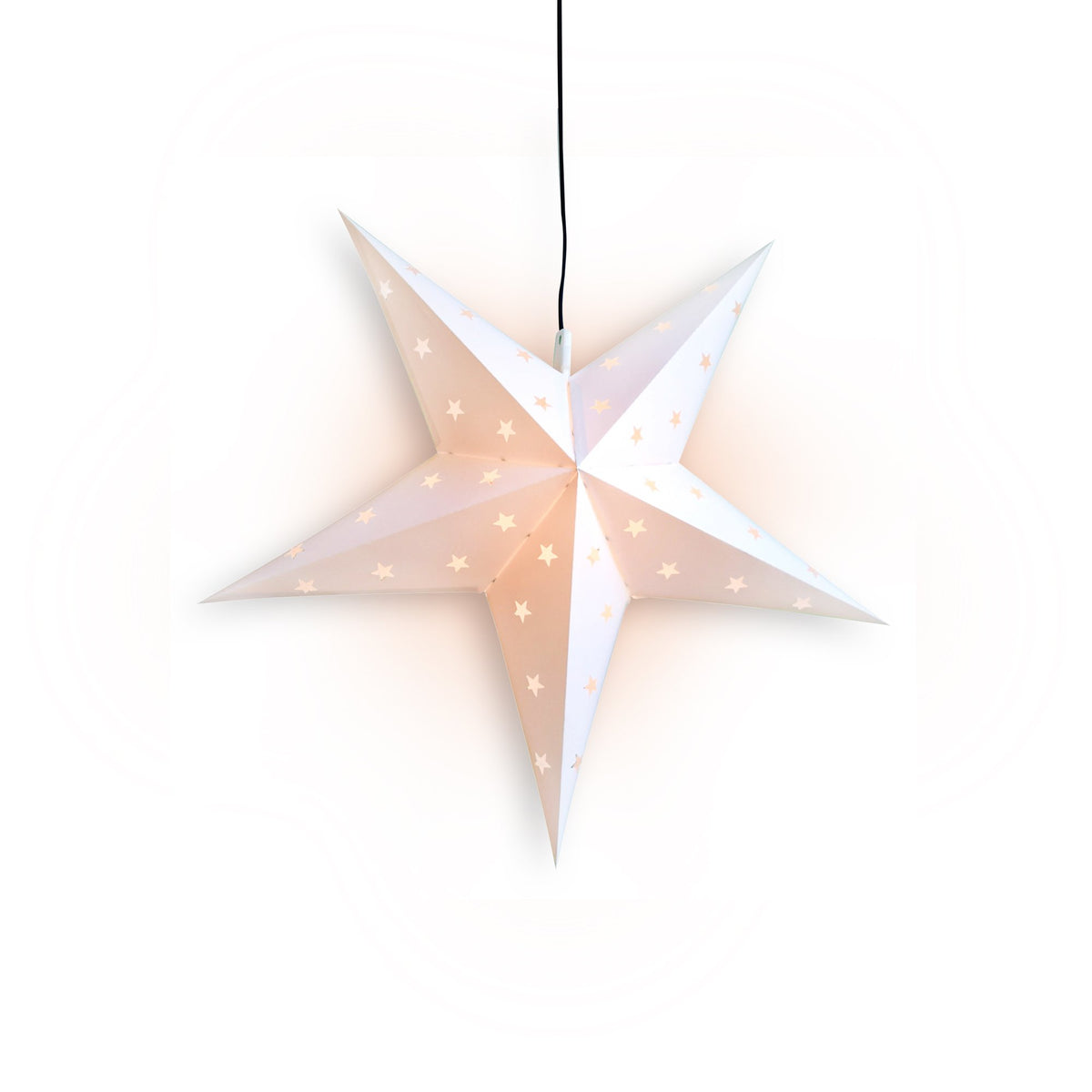 LANTERN + CORD + BULB | 16&quot; White Weatherproof Star Lantern Lamp, Hanging Decoration - PaperLanternStore.com - Paper Lanterns, Decor, Party Lights &amp; More