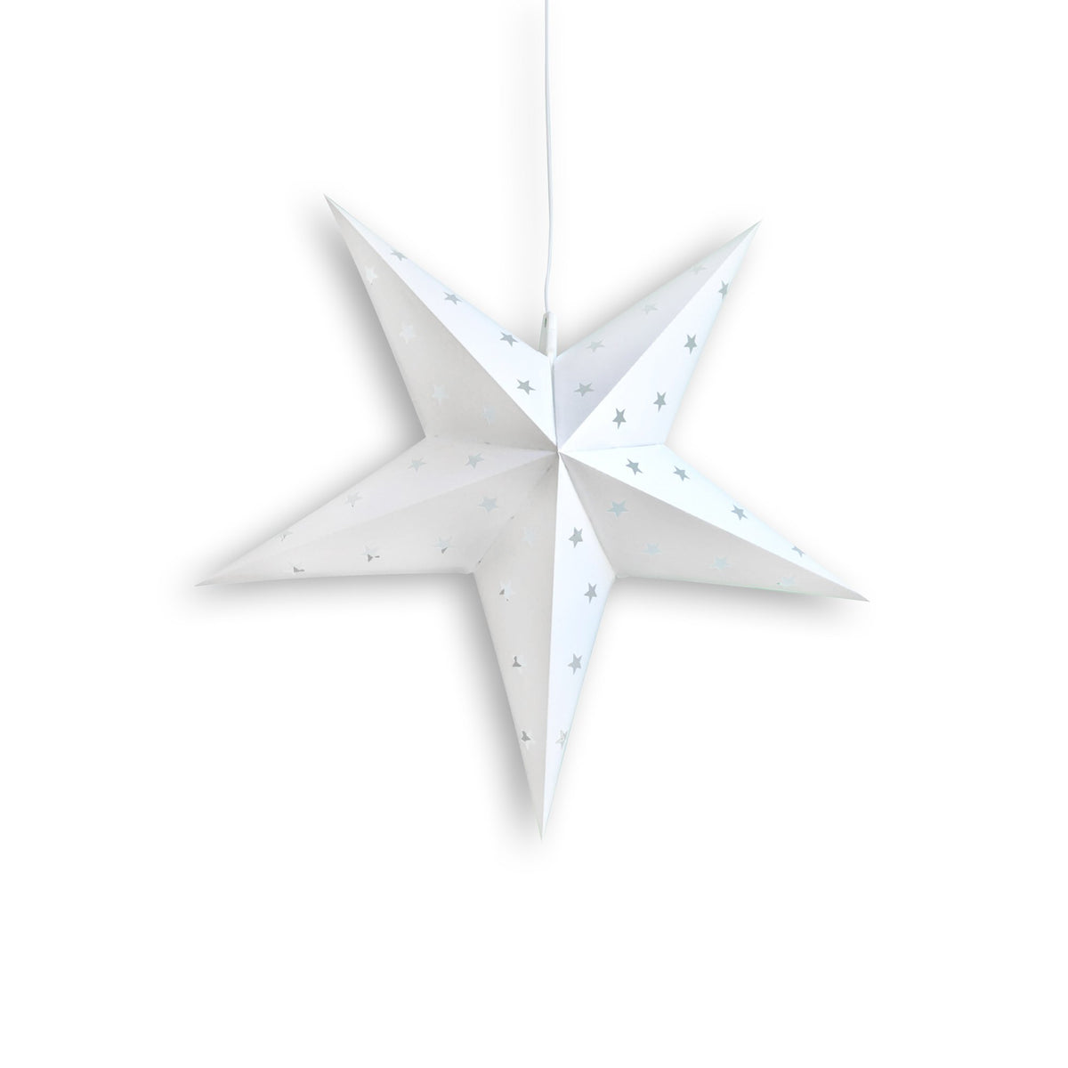 LANTERN + CORD + BULB | 16&quot; White Weatherproof Star Lantern Lamp, Hanging Decoration - PaperLanternStore.com - Paper Lanterns, Decor, Party Lights &amp; More