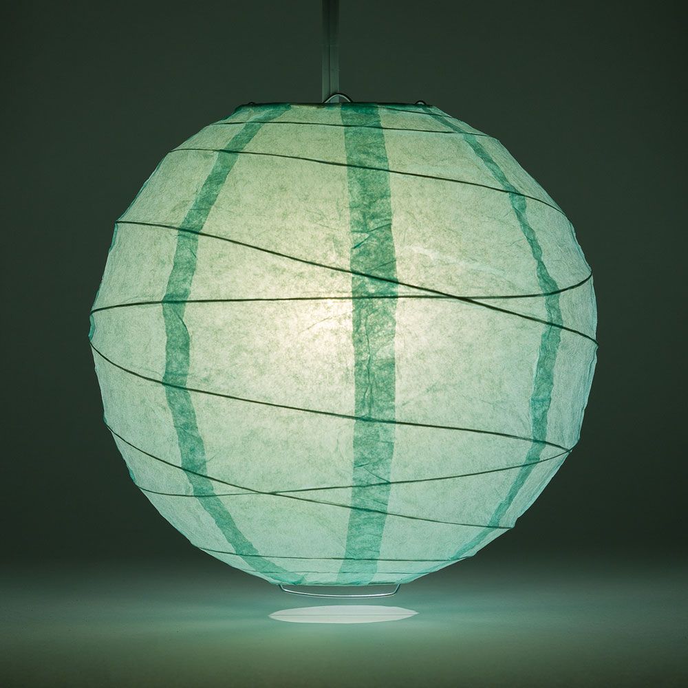 6" Cool Mint Green Round Paper Lantern, Crisscross Ribbing, Chinese Hanging Wedding & Party Decoration - PaperLanternStore.com - Paper Lanterns, Decor, Party Lights & More