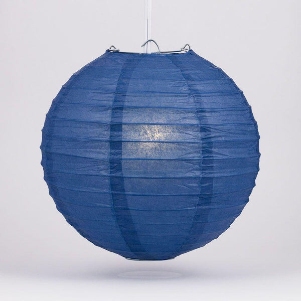 30&quot; Navy Blue Jumbo Round Paper Lantern, Even Ribbing, Chinese Hanging Wedding &amp; Party Decoration