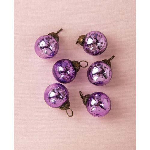 6 Pack | 1.5&quot; Purple Ava Mini Mercury Handcrafted Glass Balls Ornaments Christmas Tree Decoration