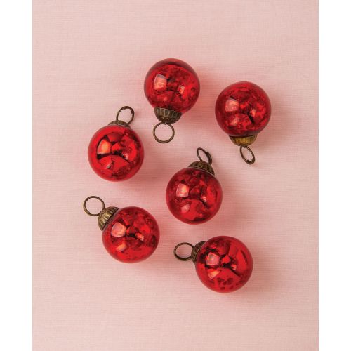 6 Pack | 1.5&quot; Red Ava Mini Mercury Handcrafted Glass Balls Ornaments Christmas Tree Decoration
