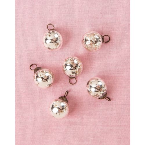 6 Pack | 1.5" Silver Ava Mini Mercury Handcrafted Glass Balls Ornaments Christmas Tree Decoration