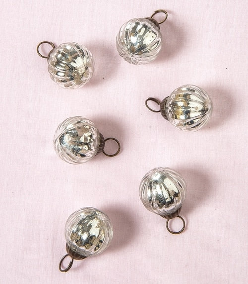 6 Pack | 3" Silver Large Mona Mercury Glass Lined Ball Ornaments Christmas Decoration