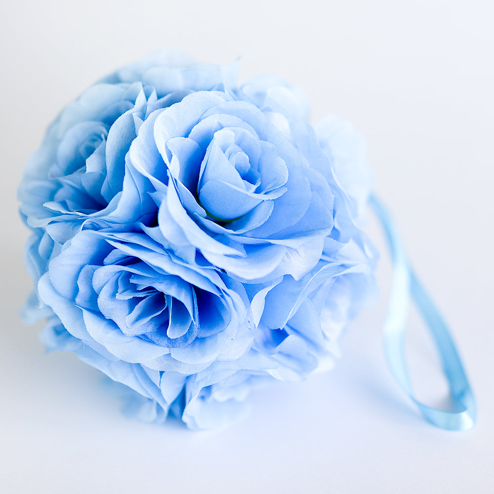 6&quot; Serenity Blue Rose Flower Pomander Small Wedding Kissing Ball for Weddings and Decoration - PaperLanternStore.com - Paper Lanterns, Decor, Party Lights &amp; More