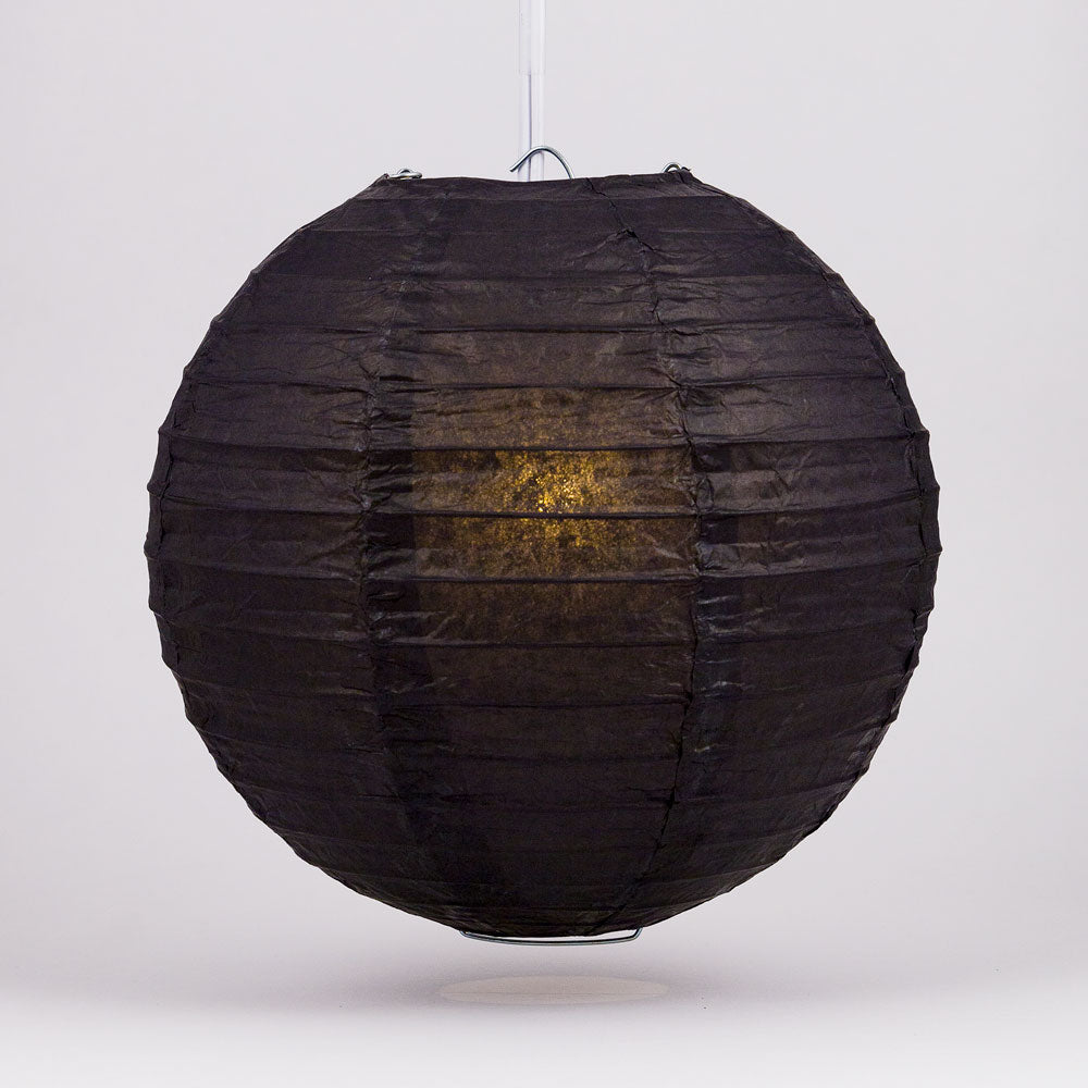 6&quot; Black Round Paper Lantern, Even Ribbing, Chinese Hanging Wedding &amp; Party Decoration - PaperLanternStore.com - Paper Lanterns, Decor, Party Lights &amp; More