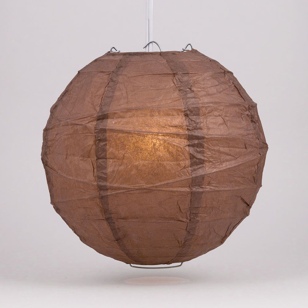 6&quot; Brown Round Paper Lantern, Crisscross Ribbing, Chinese Hanging Wedding &amp; Party Decoration - PaperLanternStore.com - Paper Lanterns, Decor, Party Lights &amp; More