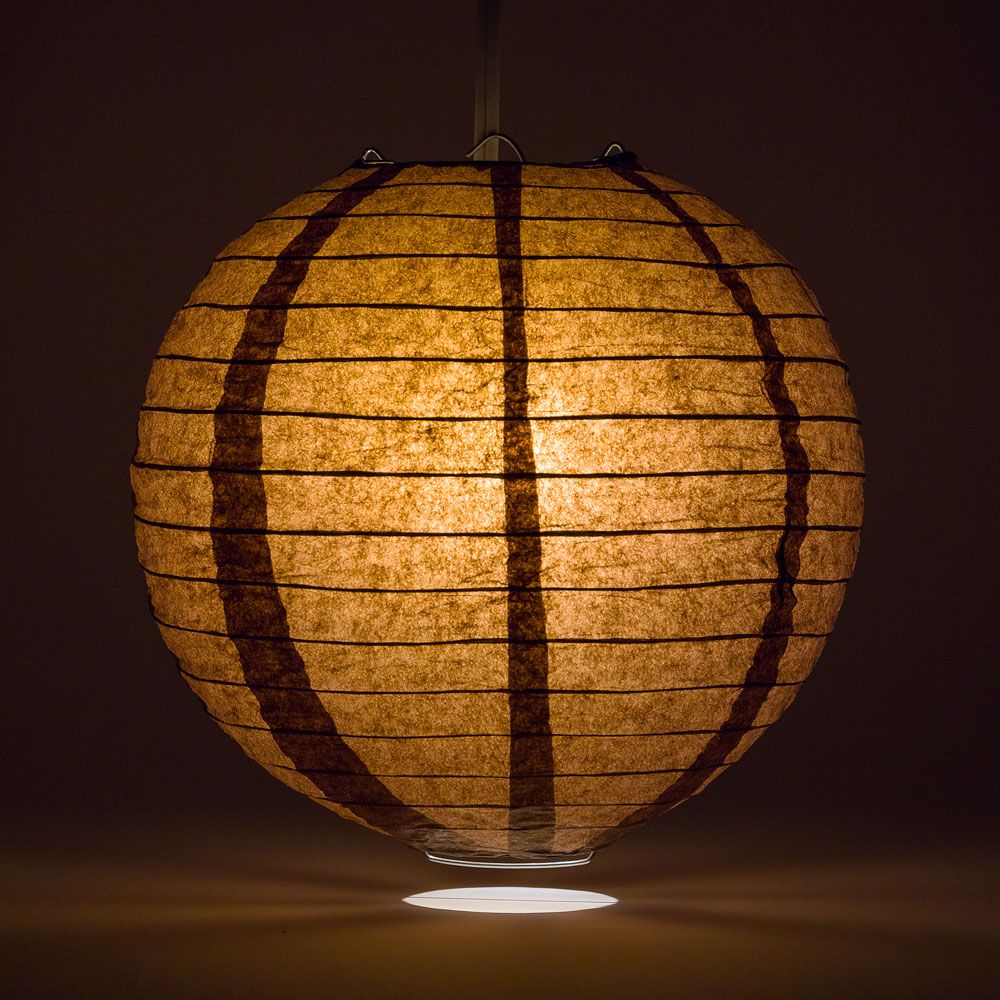 6" Brown Round Paper Lantern, Even Ribbing, Chinese Hanging Wedding & Party Decoration - PaperLanternStore.com - Paper Lanterns, Decor, Party Lights & More