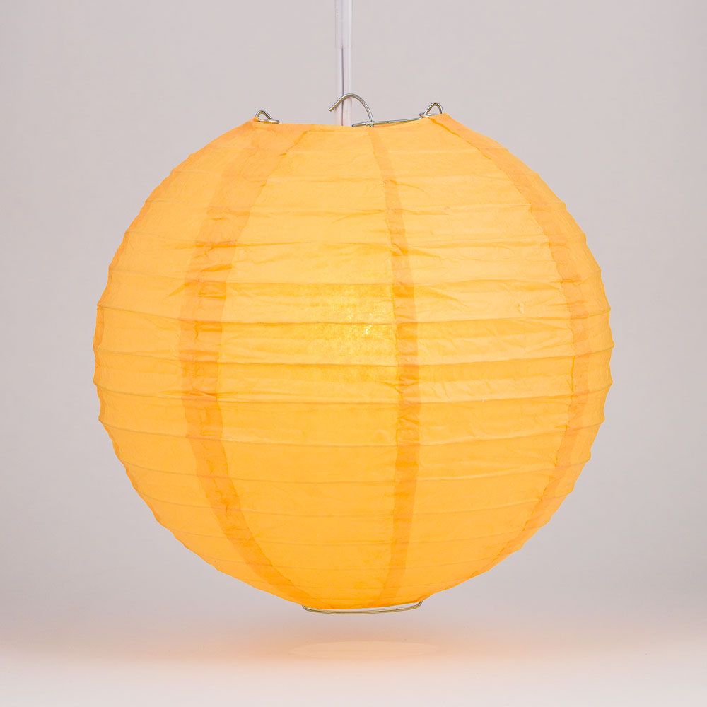 6&quot; Papaya Round Paper Lantern, Even Ribbing, Hanging Decoration - PaperLanternStore.com - Paper Lanterns, Decor, Party Lights &amp; More