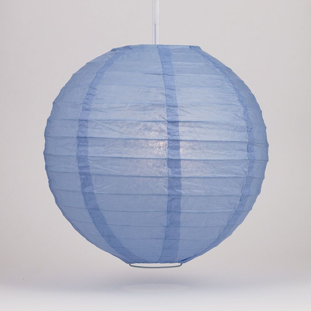6&quot; Serenity Blue Round Paper Lantern, Even Ribbing, Hanging Decoration - PaperLanternStore.com - Paper Lanterns, Decor, Party Lights &amp; More