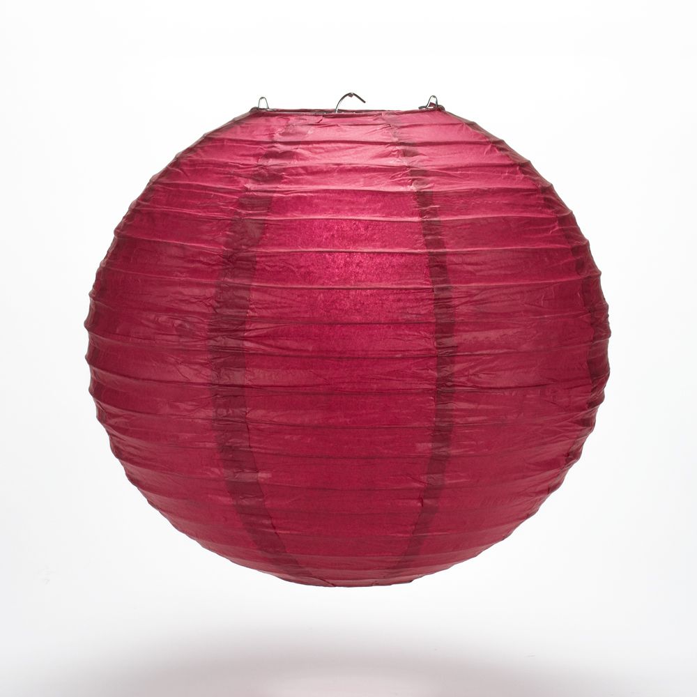 6&quot; Velvet Red Round Paper Lantern, Even Ribbing, Chinese Hanging Wedding &amp; Party Decoration - PaperLanternStore.com - Paper Lanterns, Decor, Party Lights &amp; More