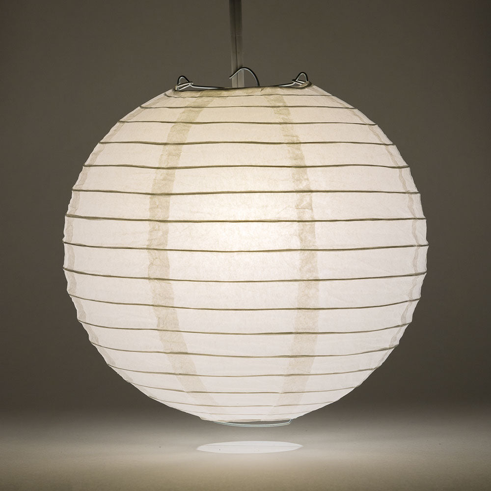 BULK PACK (12) 48" White Jumbo Round Paper Lantern, Even Ribbing, Chinese Hanging Wedding & Party Decoration - PaperLanternStore.com - Paper Lanterns, Decor, Party Lights & More