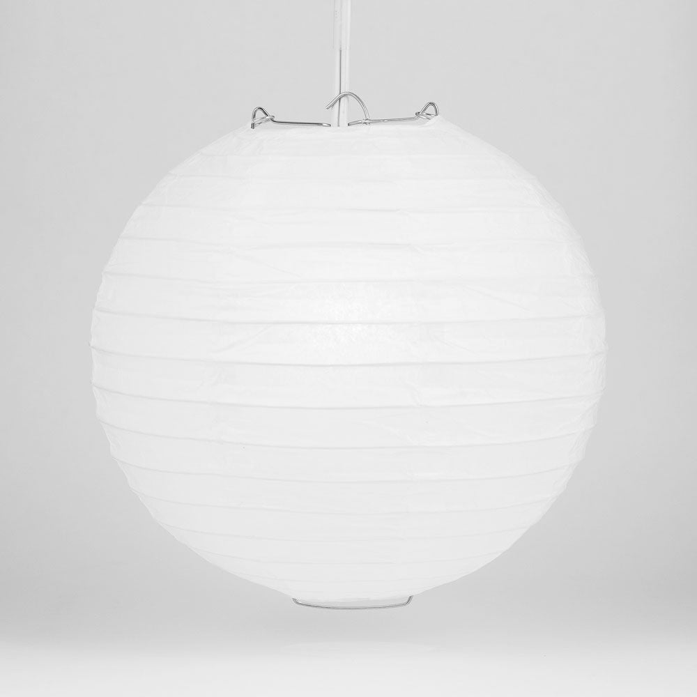 30&quot; White Jumbo Round Paper Lantern, Even Ribbing, Chinese Hanging Wedding &amp; Party Decoration - PaperLanternStore.com - Paper Lanterns, Decor, Party Lights &amp; More