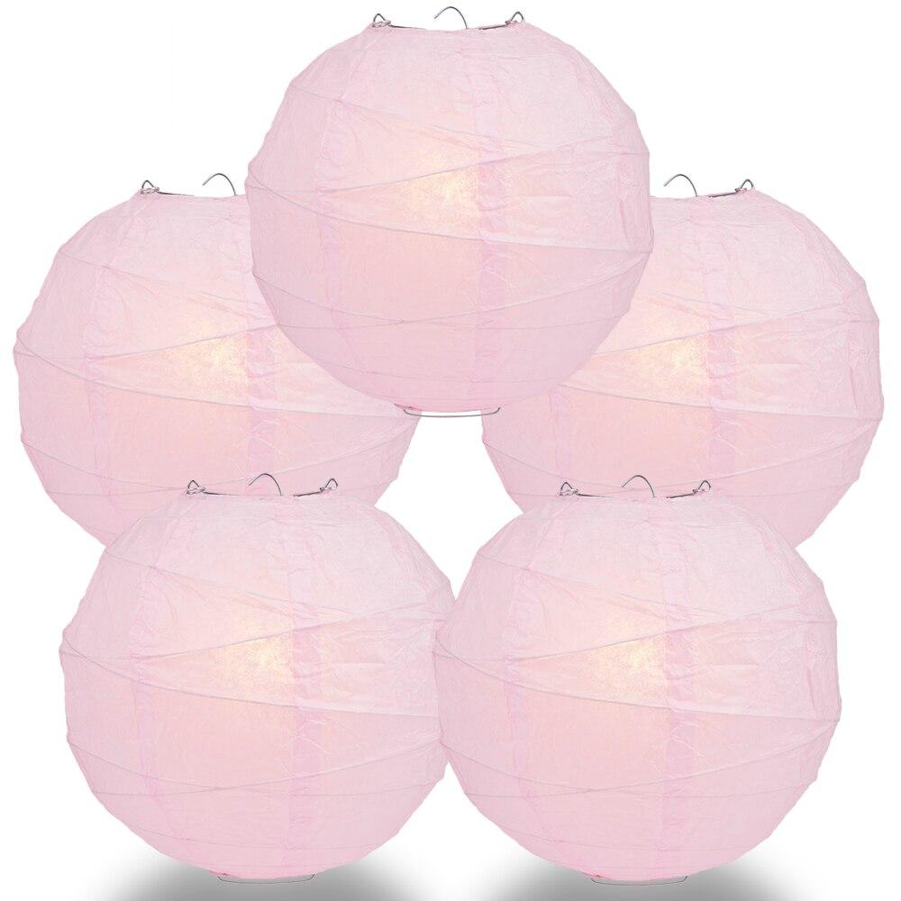 BULK PACK (5) 28" Pink Round Paper Lantern, Crisscross Ribbing, Chinese Hanging Wedding & Party Decoration - PaperLanternStore.com - Paper Lanterns, Decor, Party Lights & More