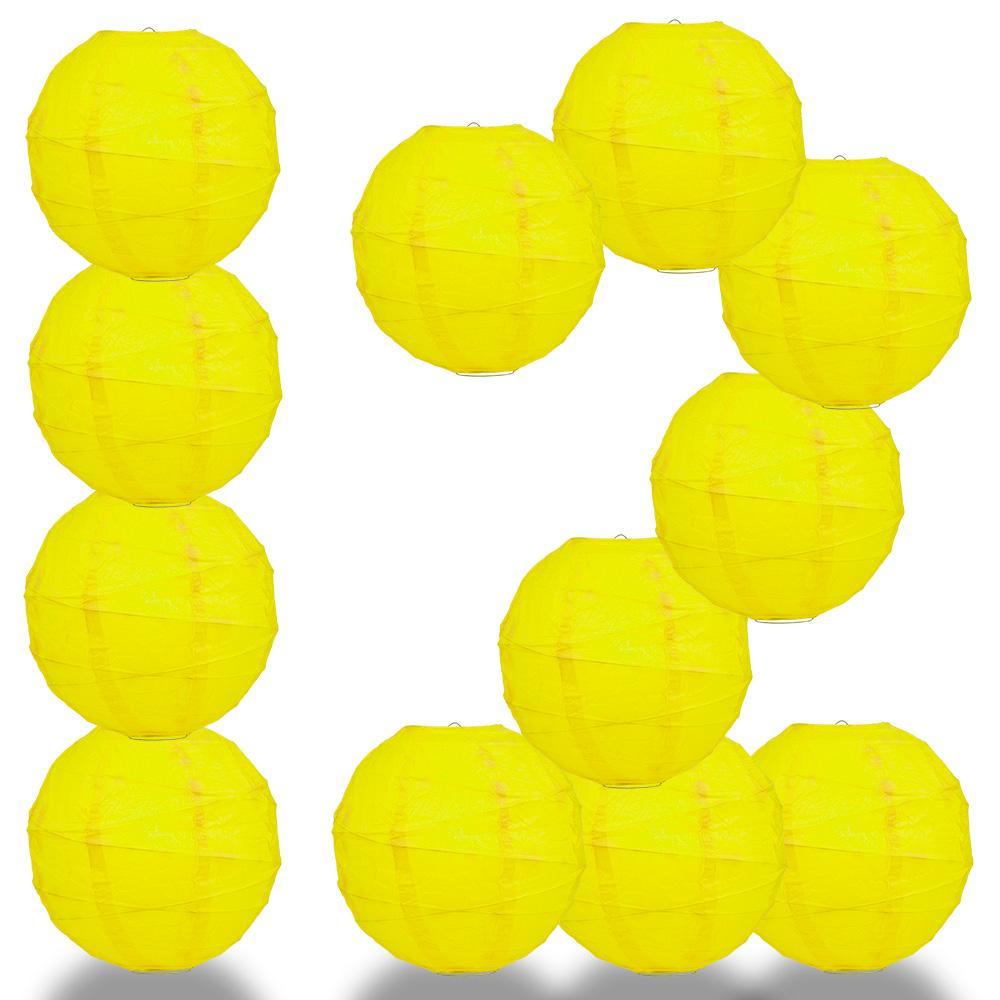 BULK PACK (12) 28&quot; Yellow Round Paper Lantern, Crisscross Ribbing, Chinese Hanging Wedding &amp; Party Decoration - PaperLanternStore.com - Paper Lanterns, Decor, Party Lights &amp; More