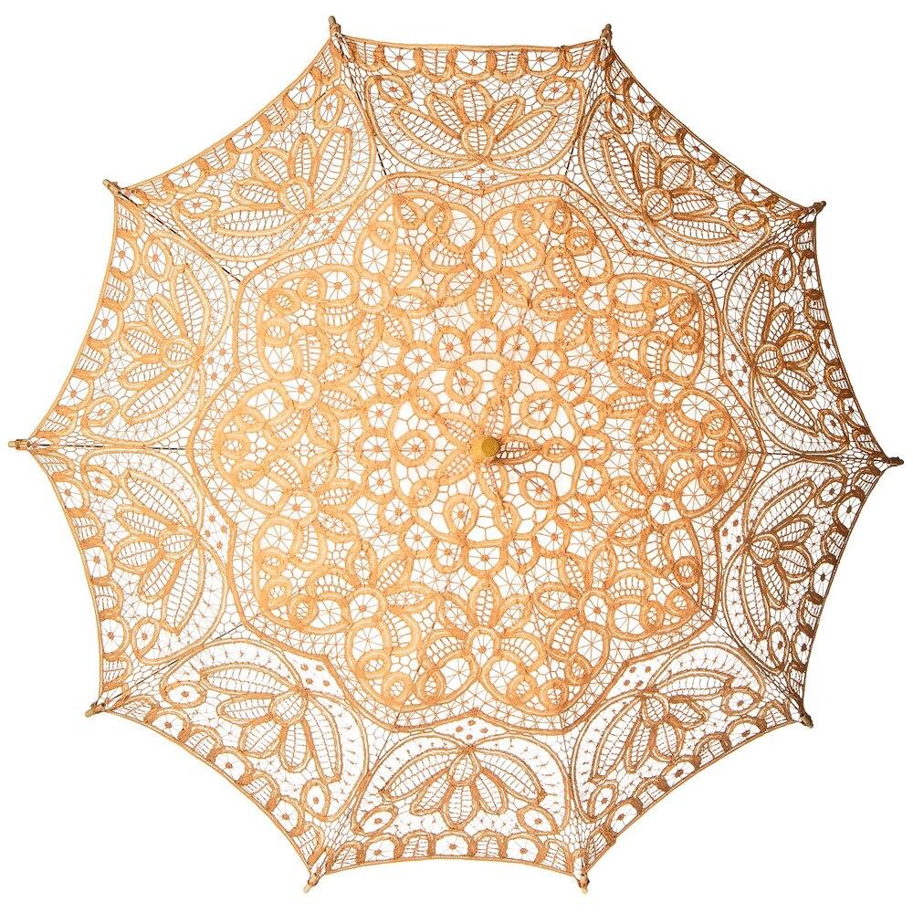 Cantaloupe Orange Battenburg Lace Parasol - PaperLanternStore.com - Paper Lanterns, Decor, Party Lights &amp; More